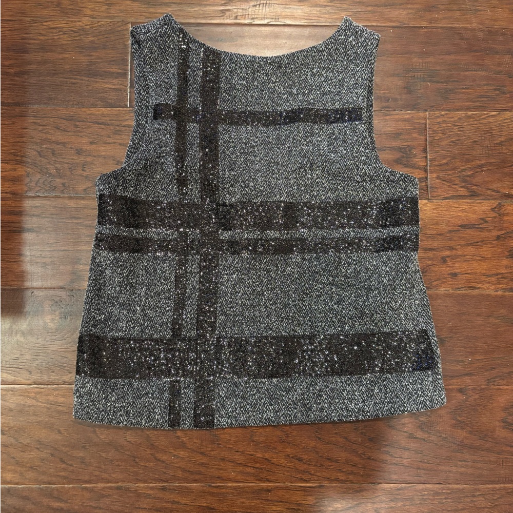 Banana Republic Gray and Black Plaid Sleeveless Top